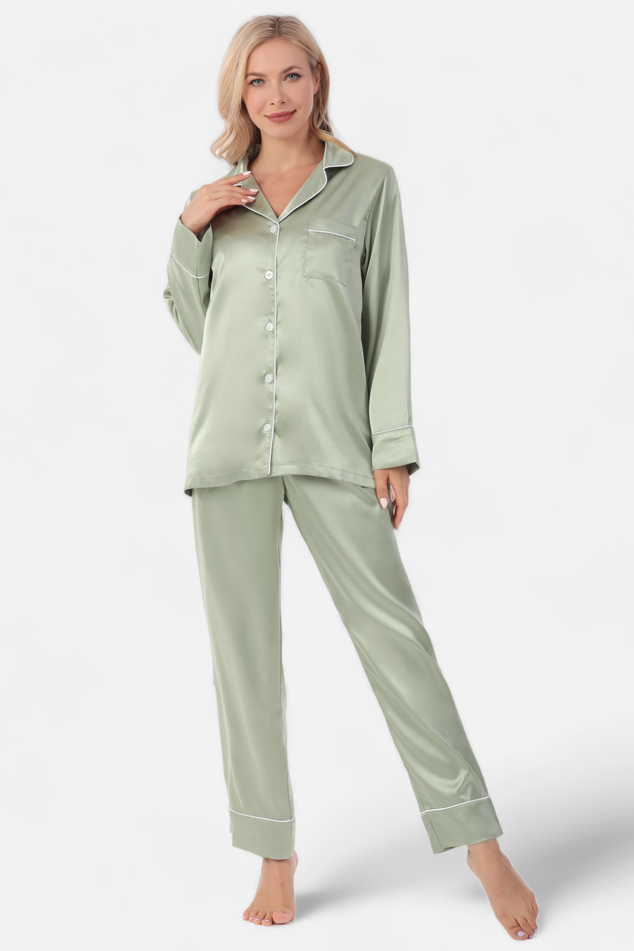 Women's Nightgown Satin Nightshirt Trim Sleepwear Button Down Nightdress  Silk Pajama - China Nightgown and Silk Felling price