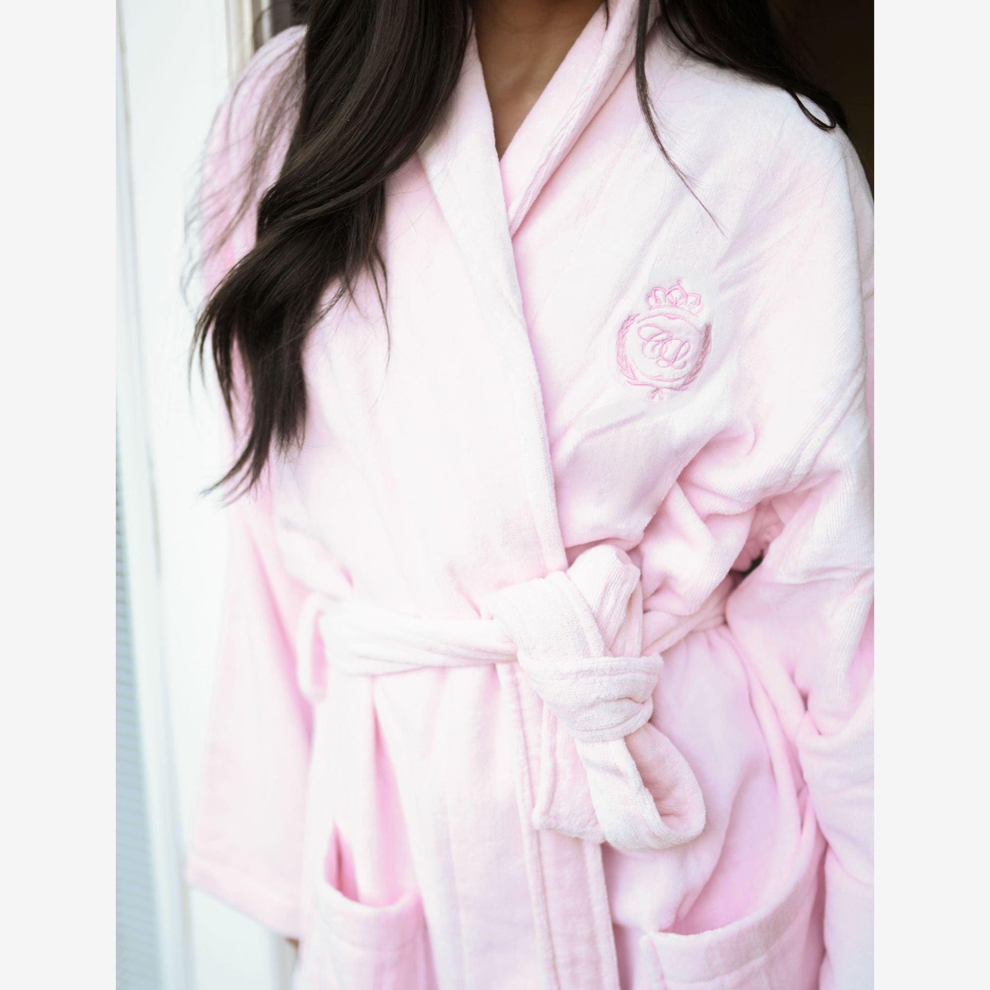 Luxury Turkish Cotton Robe - Shawl Collar (Pink) - Crescentt