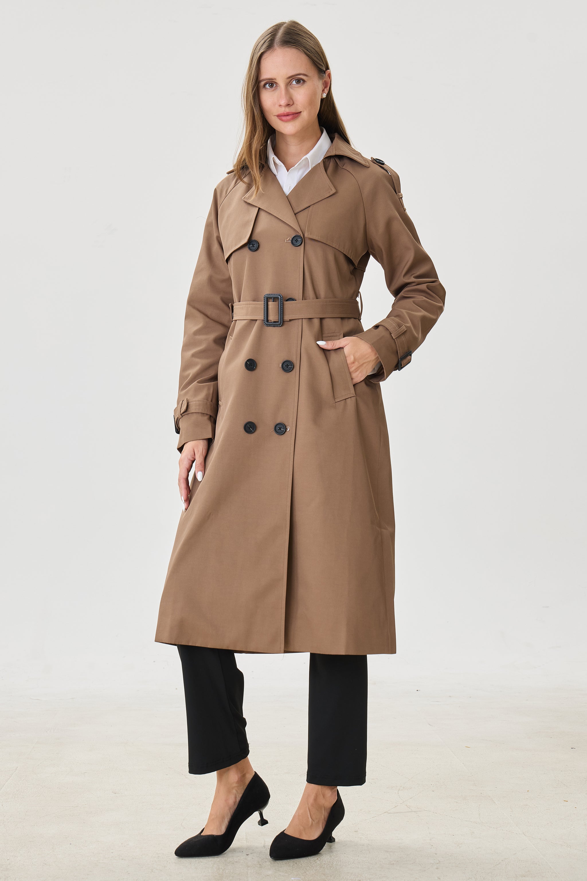 Espresso Marquise™ Water-Resistant Trench Coat - Crescentt