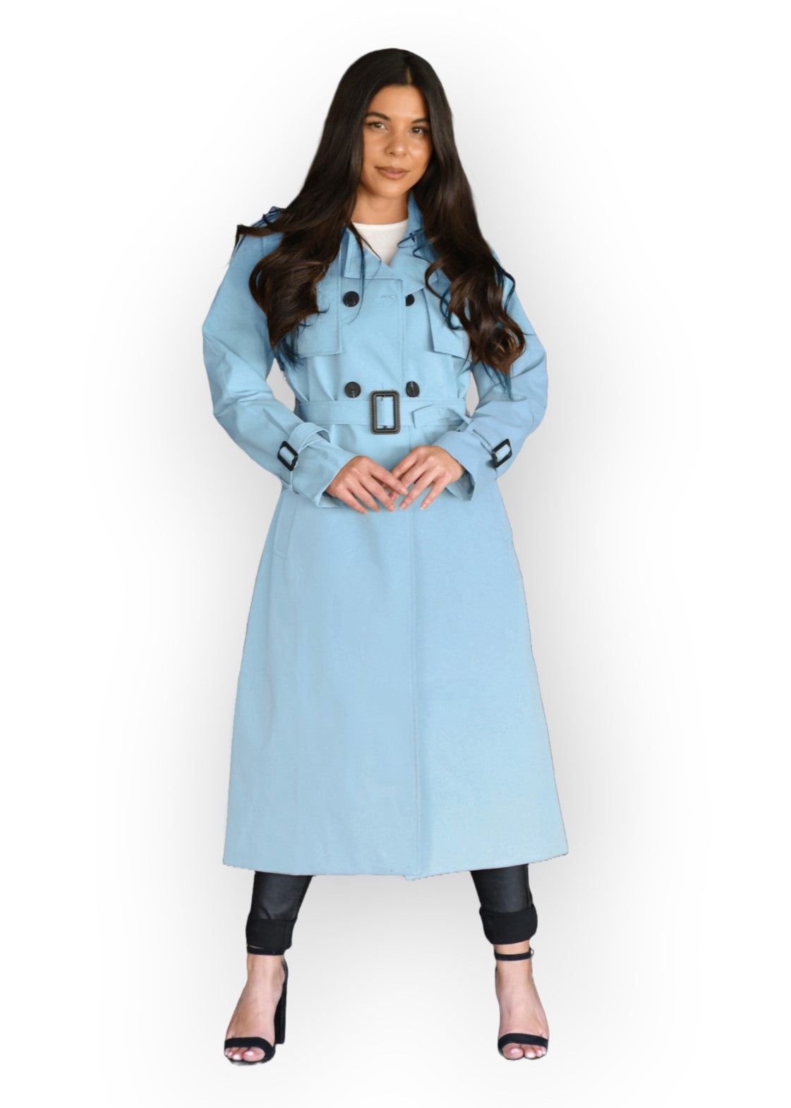 Classic Luxury Trench Coat - Pacific Blue