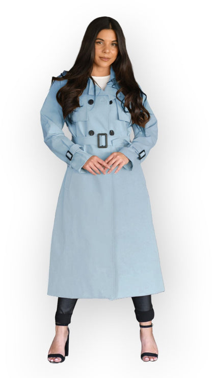 Classic Luxury Trench Coat - Pacific Blue