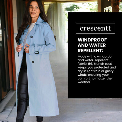 Classic Women's Trench Coat - Pacific Blue