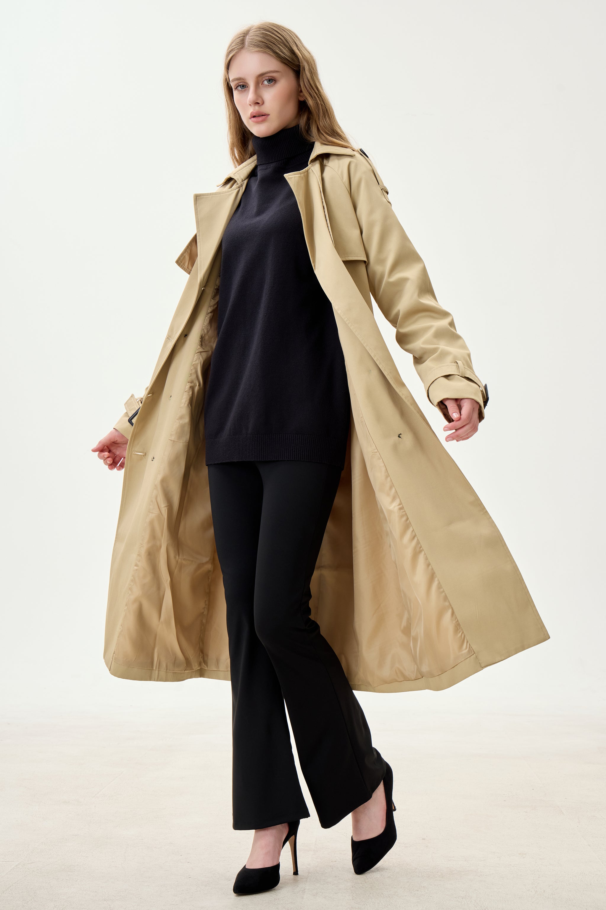 Golden Khaki Marquise™ Water-Resistant Trench Coat - Crescentt