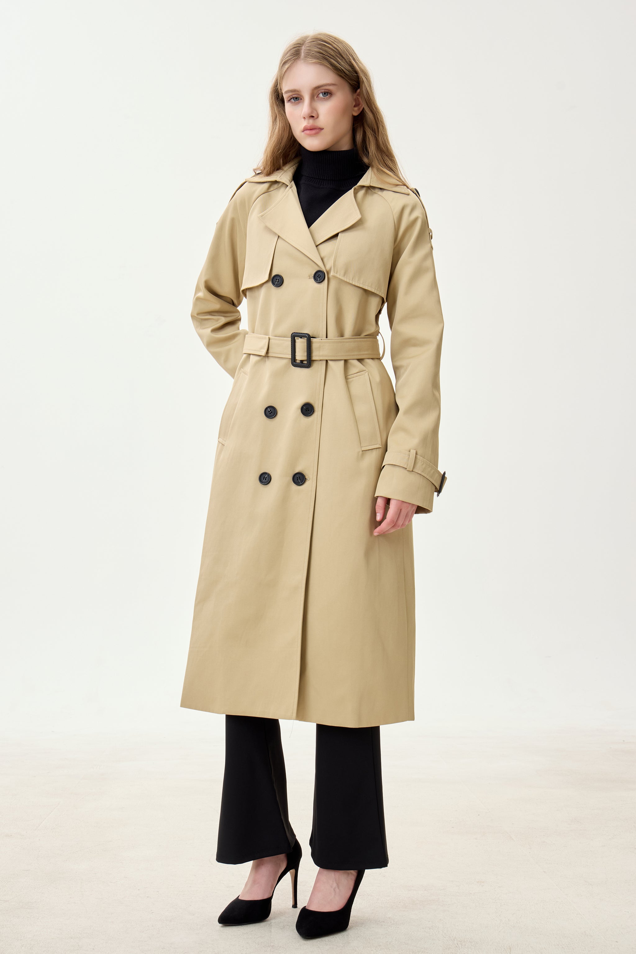Golden Khaki Marquise™ Water-Resistant Trench Coat - Crescentt