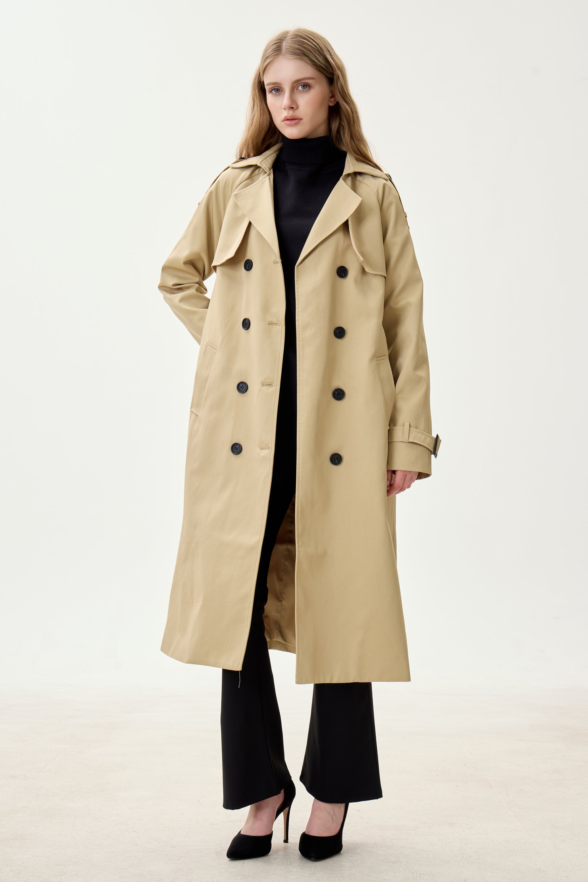 Golden Khaki Marquise™ Water-Resistant Trench Coat - Crescentt