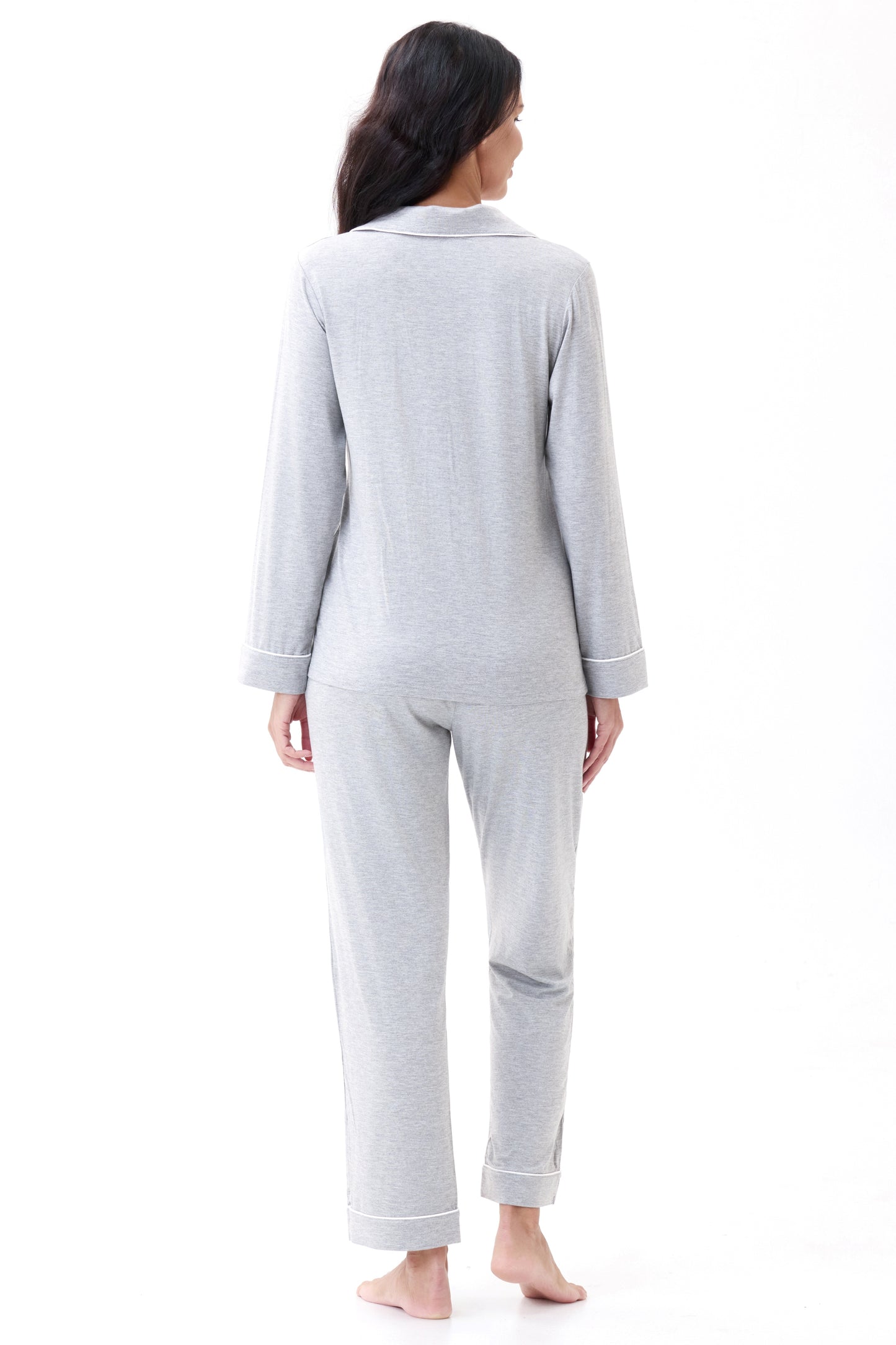 Gray Heather Bamboo Silk™ Pajama Set – Long Sleeve & Pants