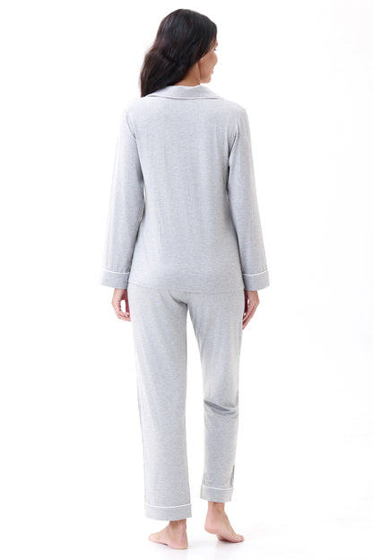 Gray Heather Bamboo Silk™ Pajama Set – Long Sleeve & Pants