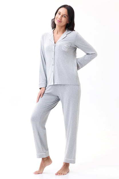 Gray Heather Bamboo Silk™ Pajama Set – Long Sleeve & Pants