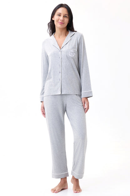 Gray Heather Bamboo Silk™ Pajama Set – Long Sleeve & Pants