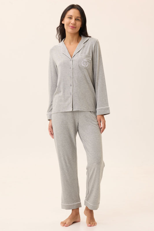 Gray Heather Bamboo Silk™ Pajama Set – Long Sleeve & Pants