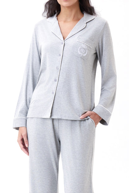 Gray Heather Bamboo Silk™ Pajama Set – Long Sleeve & Pants