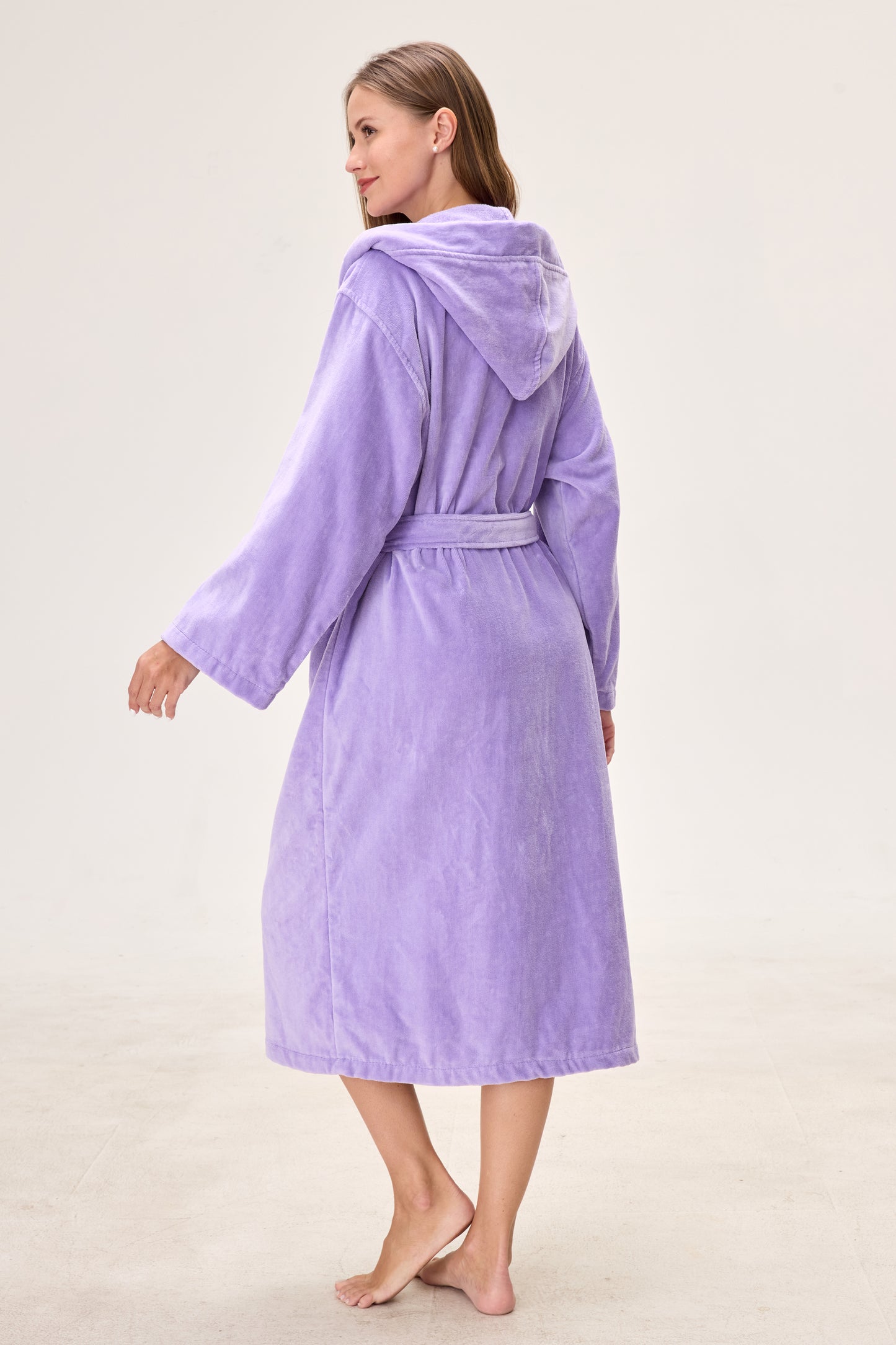 Amethyst Bloom Hooded Turkish Cotton Spa Bathrobe