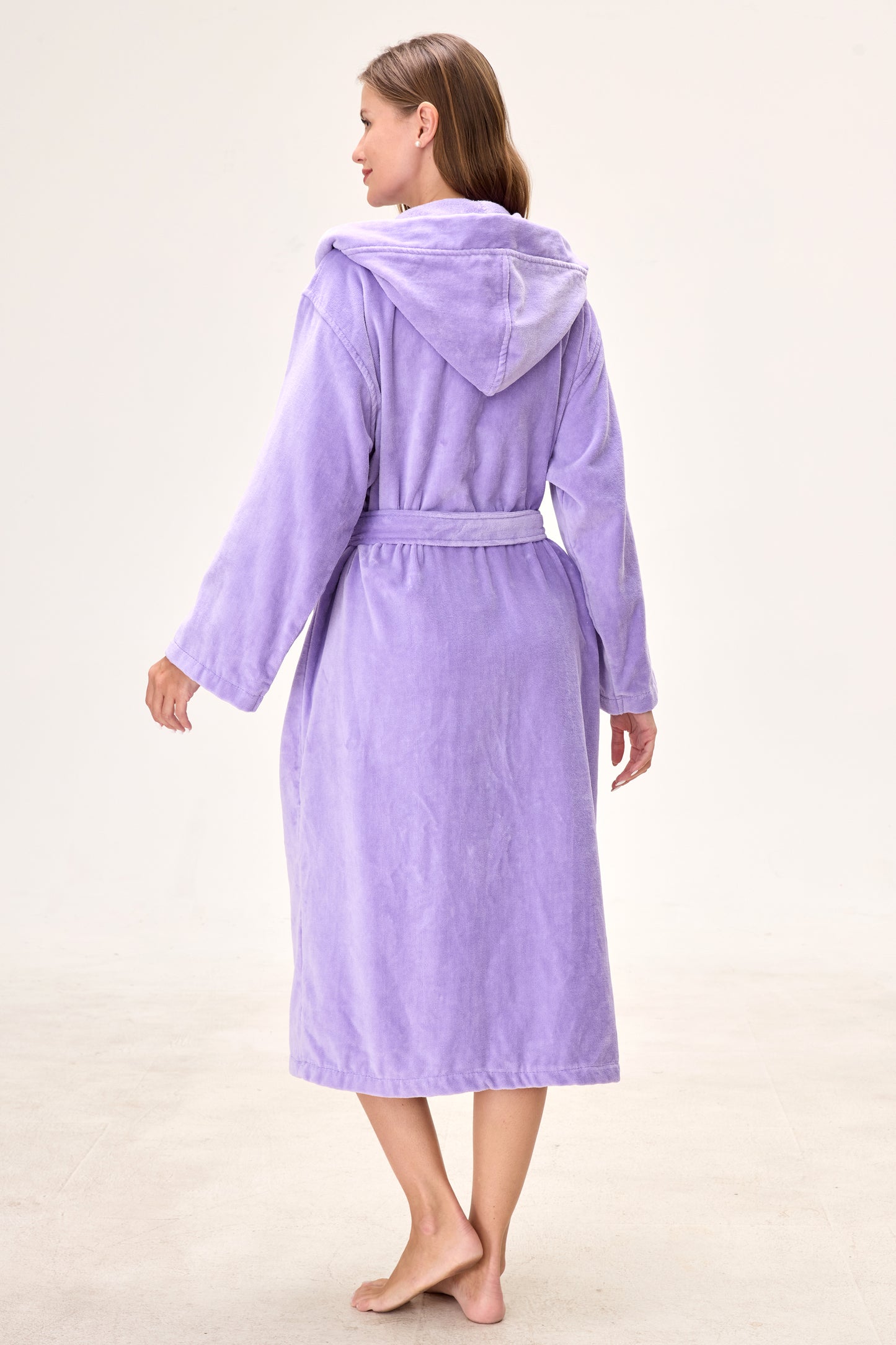 Amethyst Bloom Hooded Turkish Cotton Spa Bathrobe