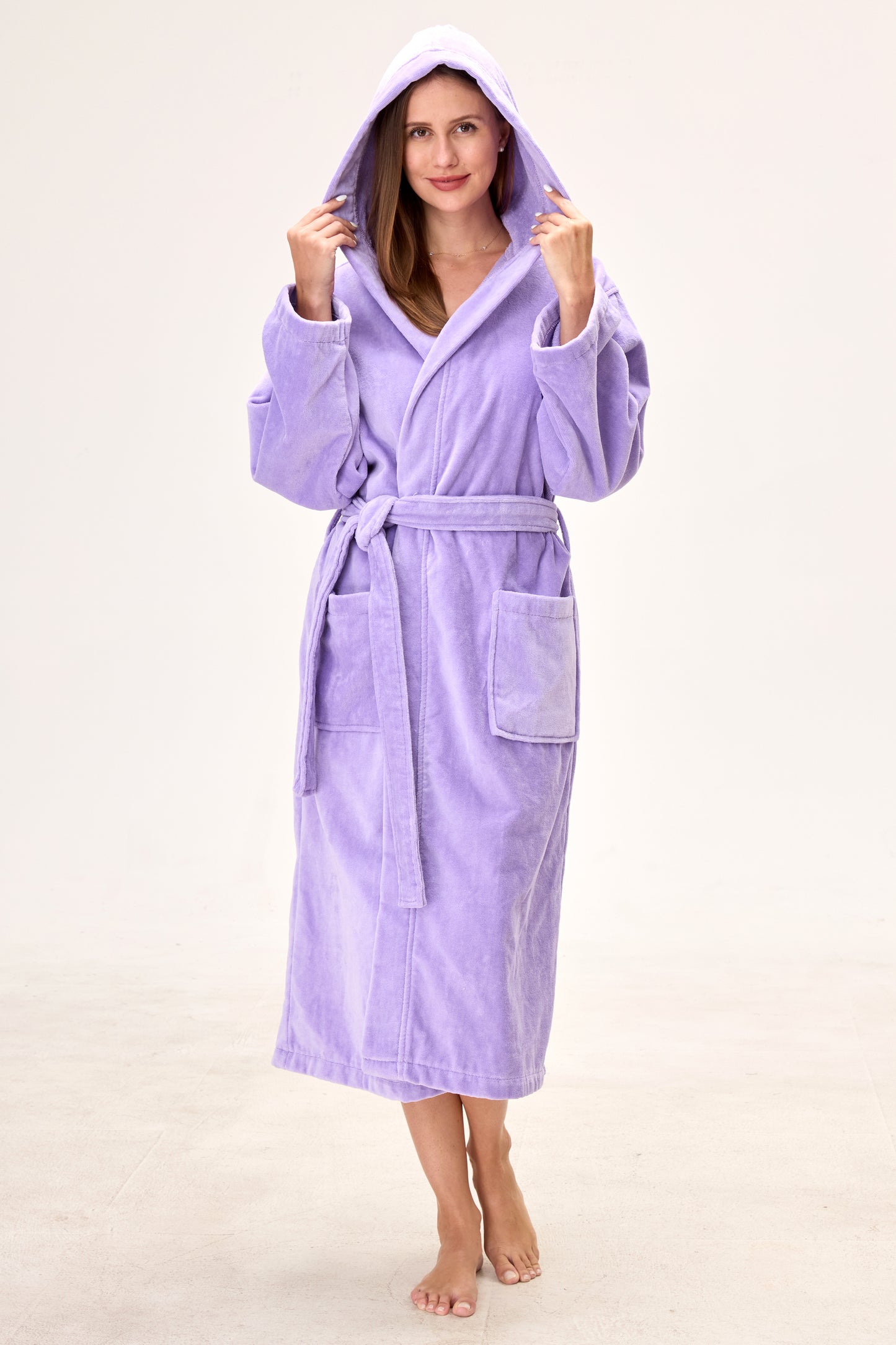 Amethyst Bloom Hooded Turkish Cotton Spa Bathrobe