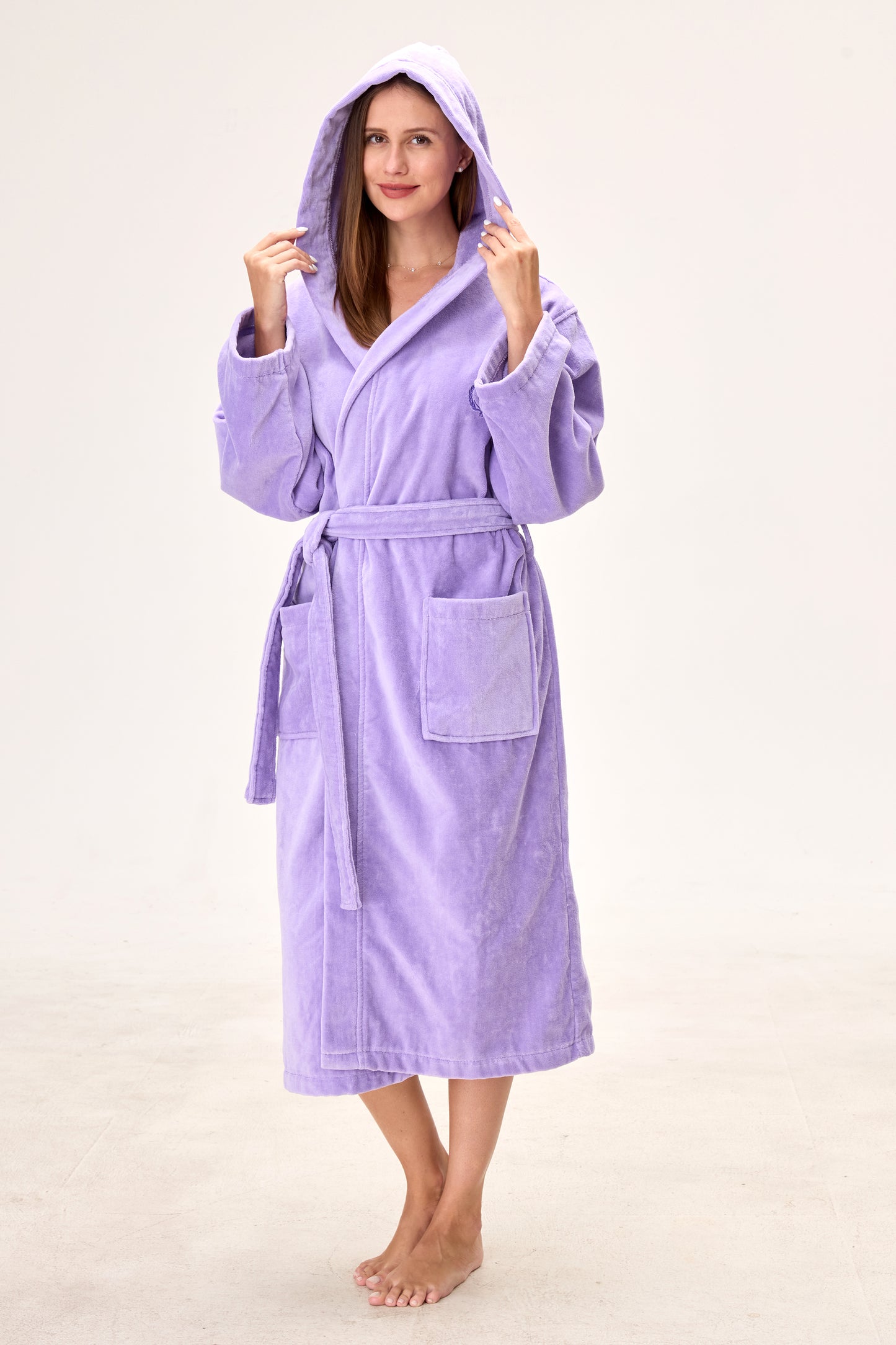 Amethyst Bloom Hooded Turkish Cotton Spa Bathrobe