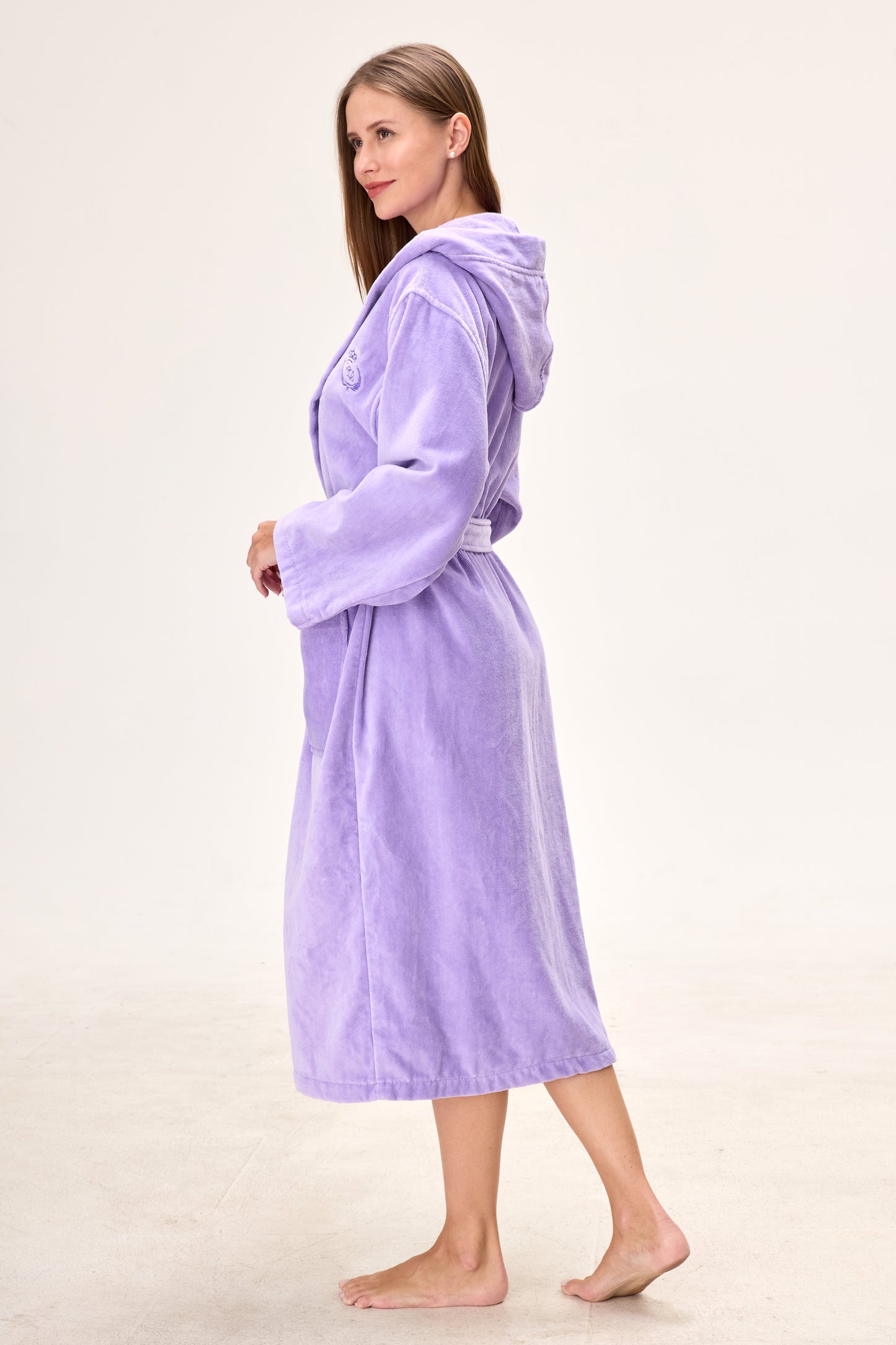 Amethyst Bloom Hooded Turkish Cotton Spa Bathrobe
