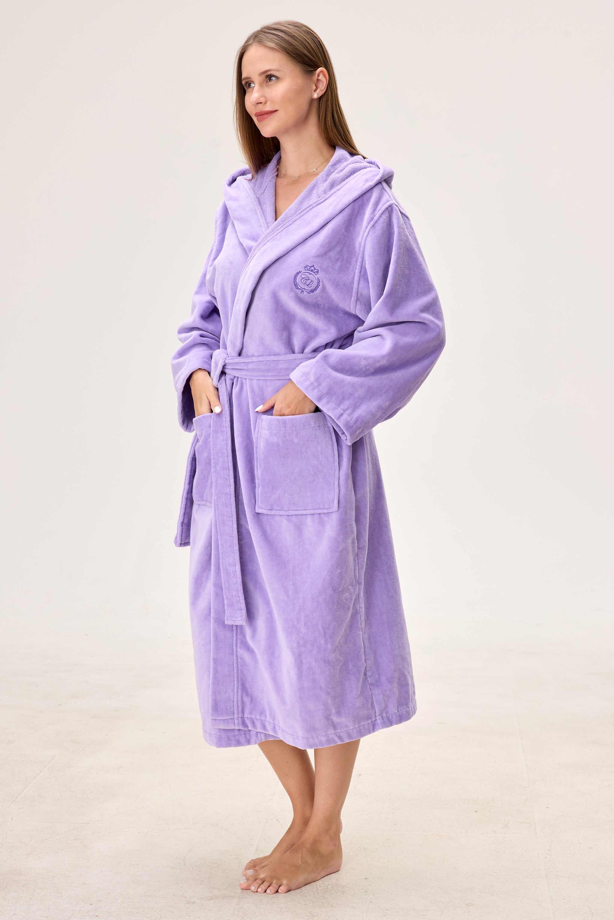 Velvetica™ Turkish Cotton Spa Bathrobe – Lavender Hooded