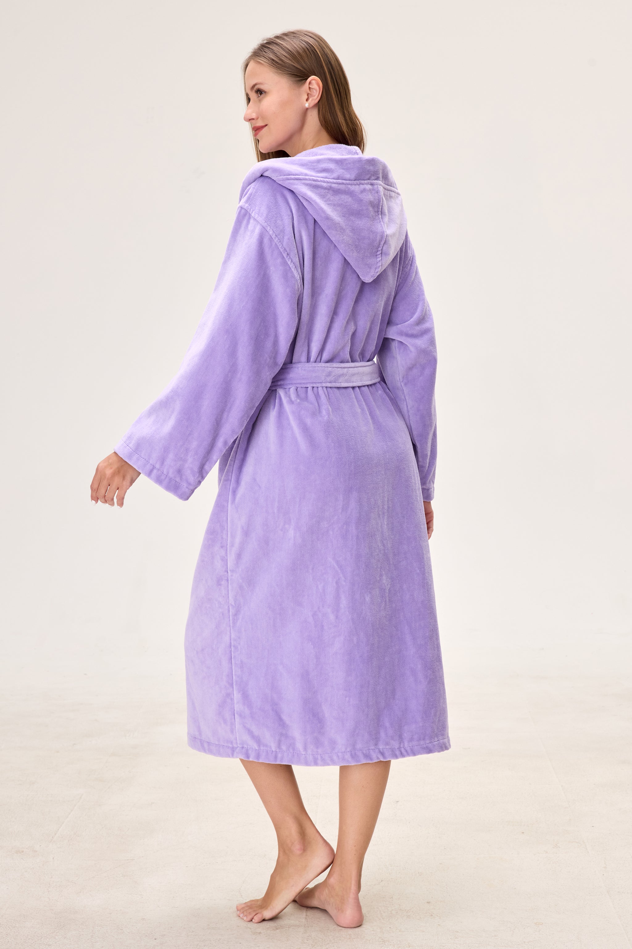 Velvetica™ Turkish Cotton Spa Bathrobe – Lavender Hooded