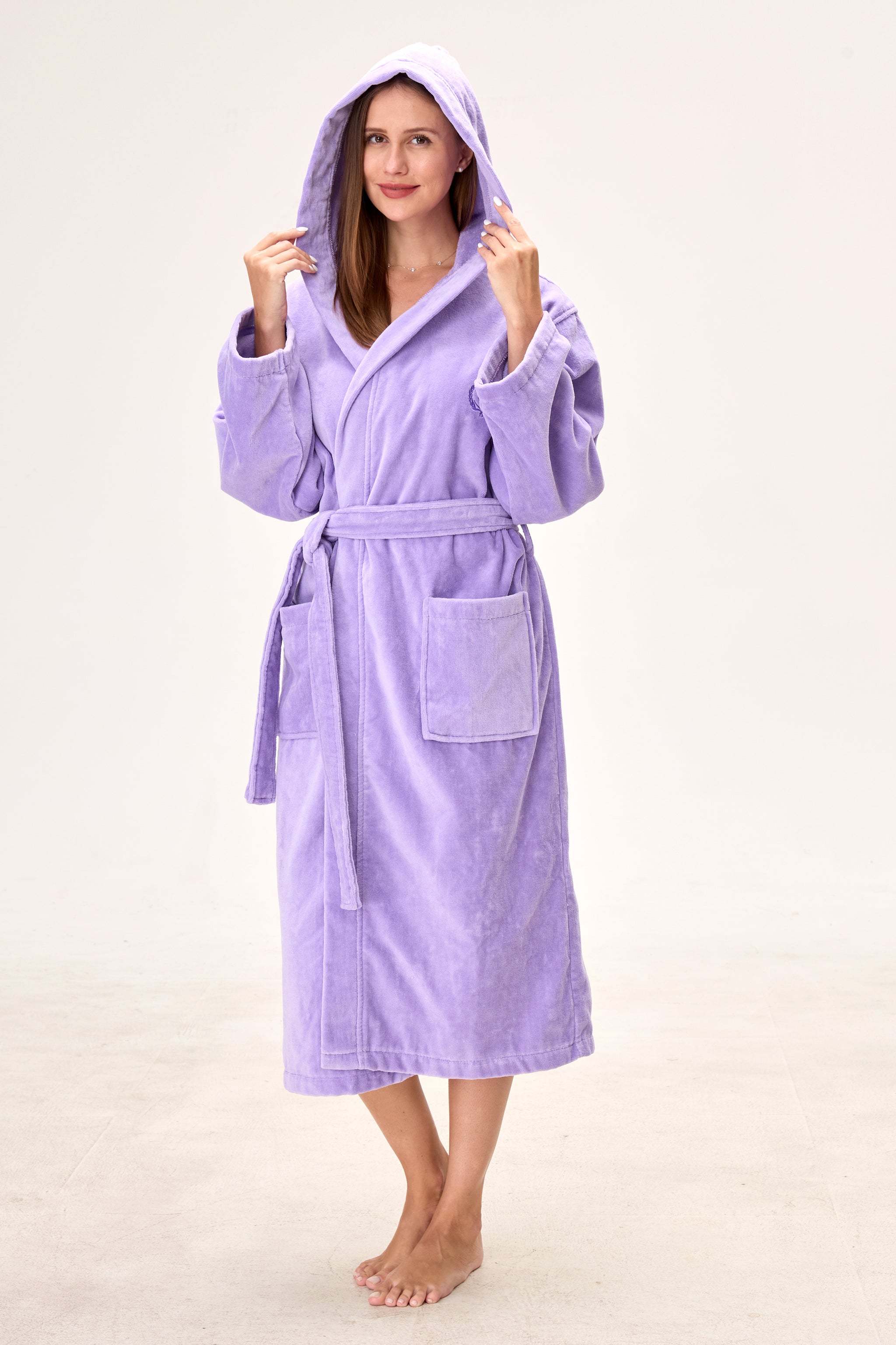Velvetica™ Turkish Cotton Spa Bathrobe – Lavender Hooded