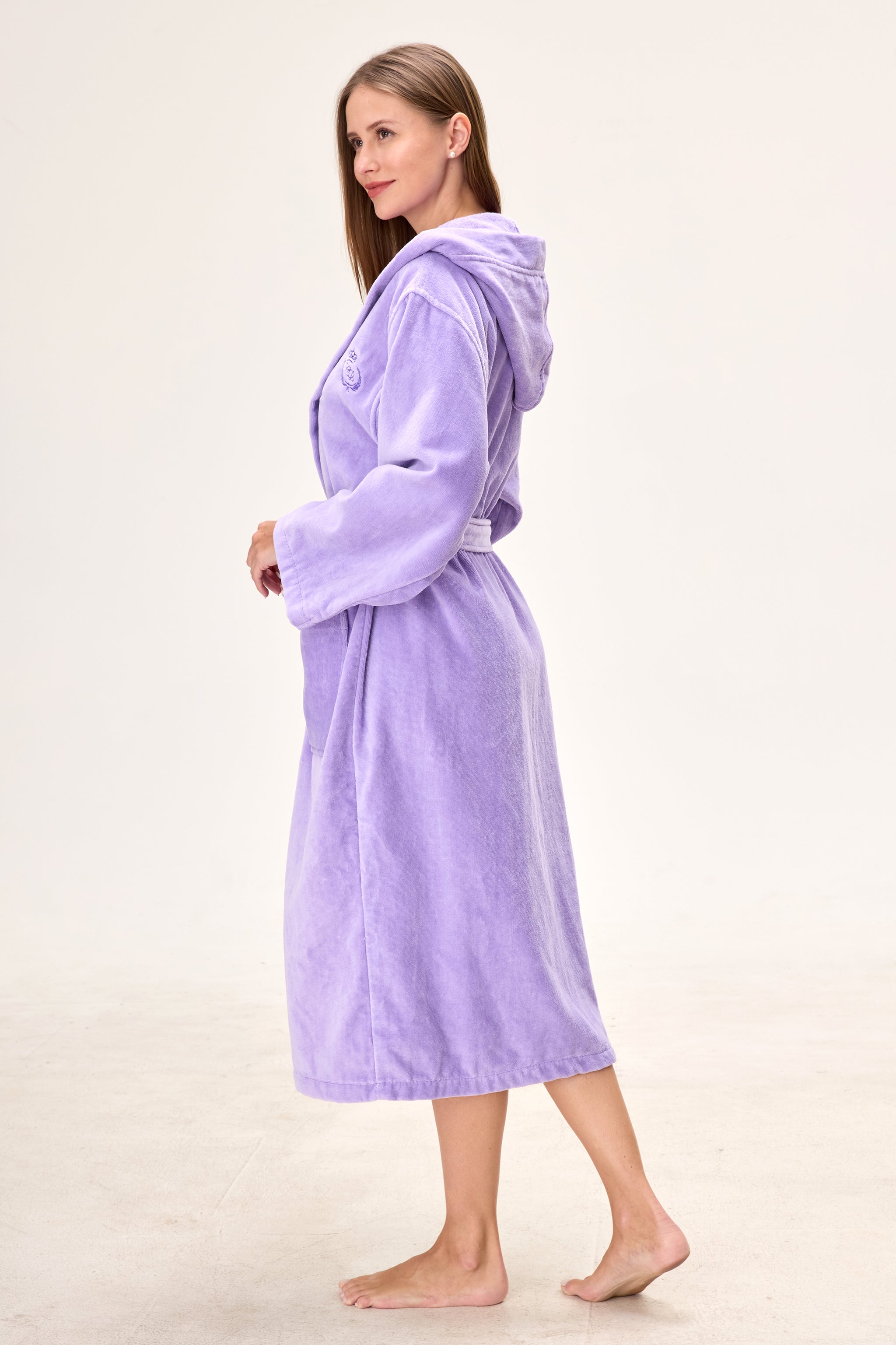 Velvetica™ Turkish Cotton Spa Bathrobe – Lavender Hooded