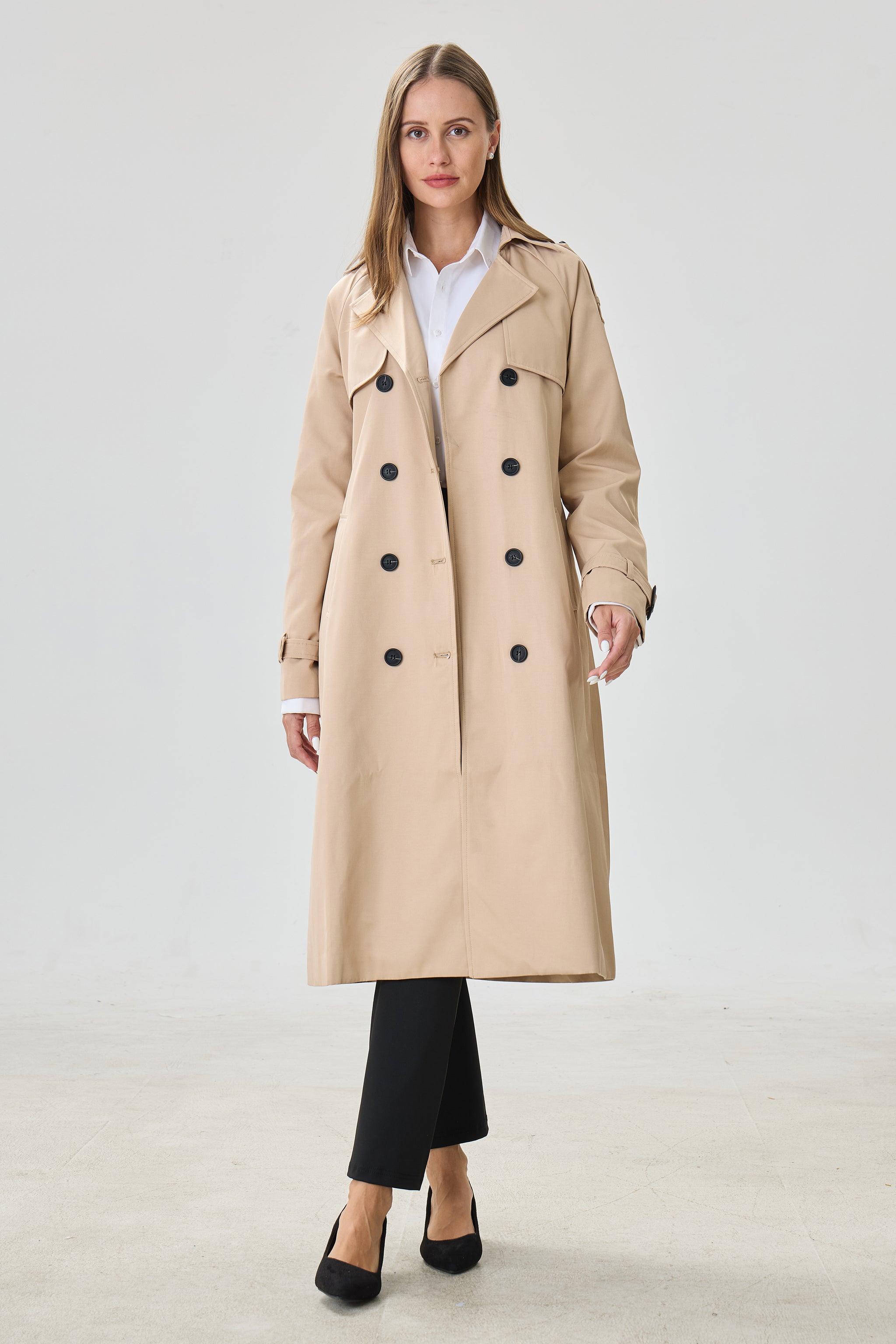 Light Khaki Marquise™ Water-Resistant Trench Coat - Crescentt