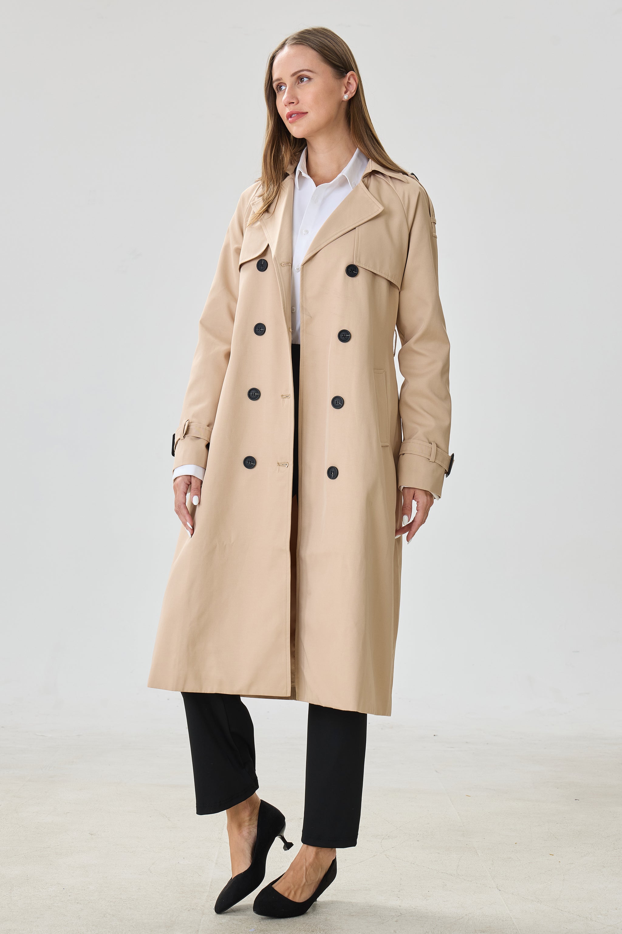 Light Khaki Marquise™ Water-Resistant Trench Coat - Crescentt