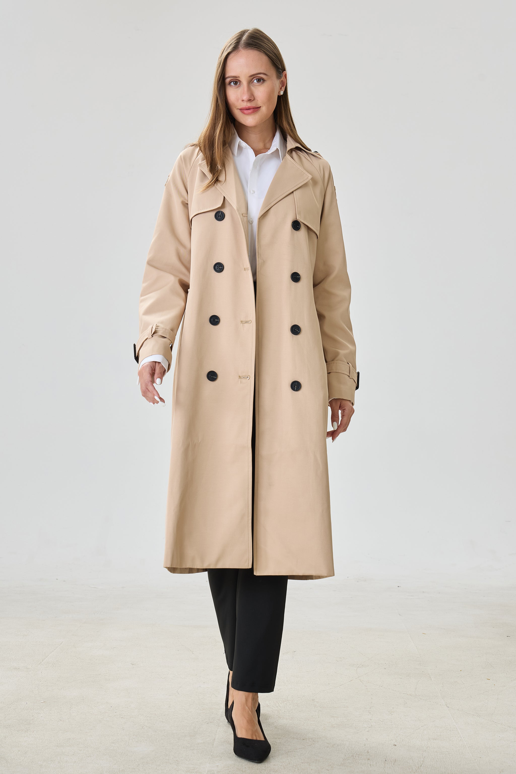 Light Khaki Marquise™ Water-Resistant Trench Coat - Crescentt