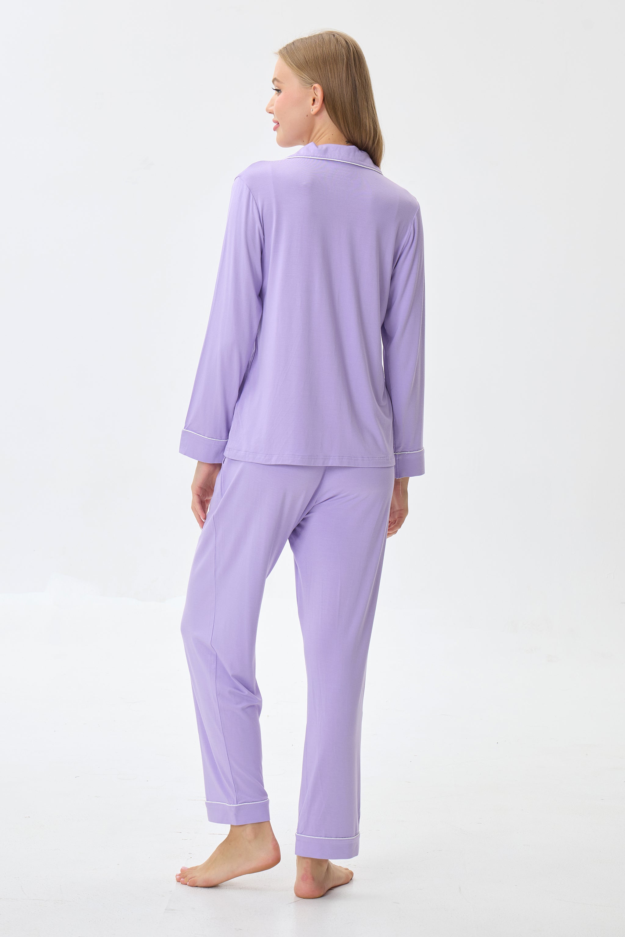 Lilac Bamboo Silk™ Pajama Set – Long Sleeve & Pants - Crescentt