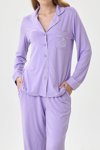Lilac Bamboo Silk™ Pajama Set – Long Sleeve & Pants