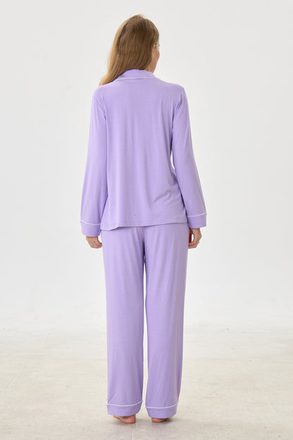 Lilac Bamboo Silk™ Pajama Set – Long Sleeve & Pants
