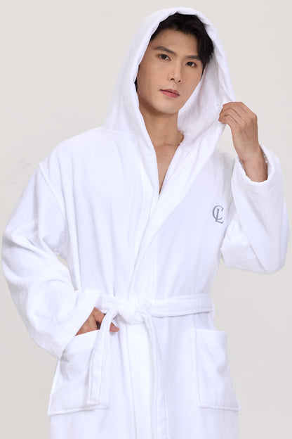 Arctic White Velvetica™ Hooded Luxury Bathrobe