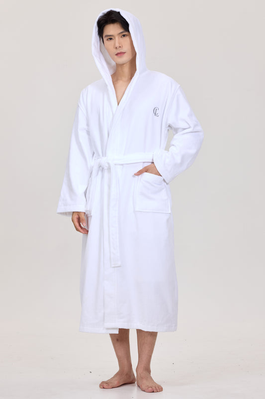 Arctic White Velvetica™ Hooded Luxury Bathrobe