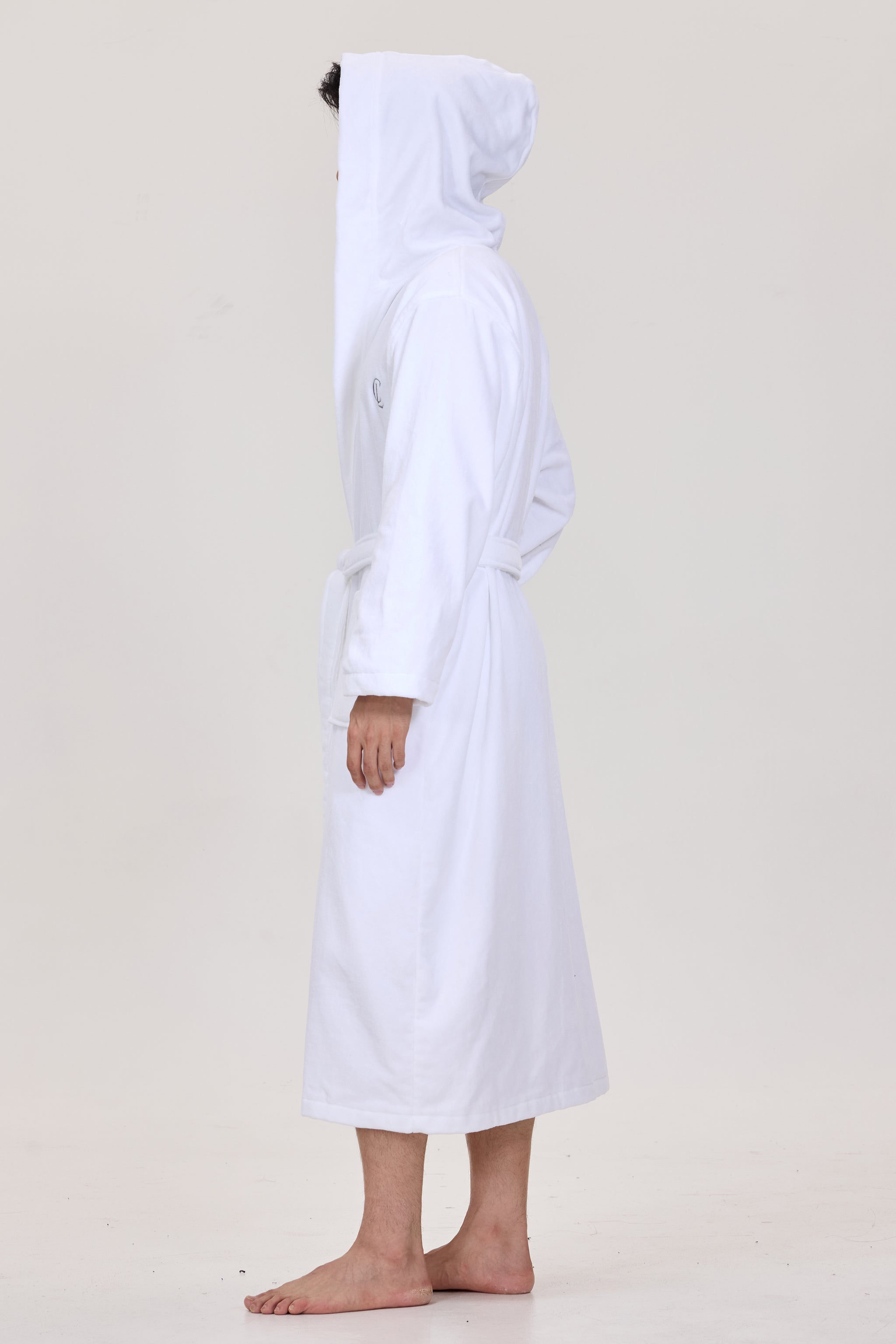 Arctic White Velvetica™ Hooded Luxury Bathrobe - Crescentt