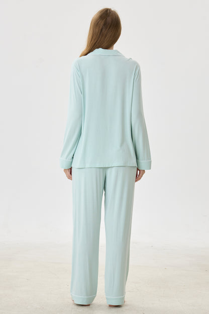 Mint Bamboo Silk™ Pajama Set – Long Sleeve & Pants