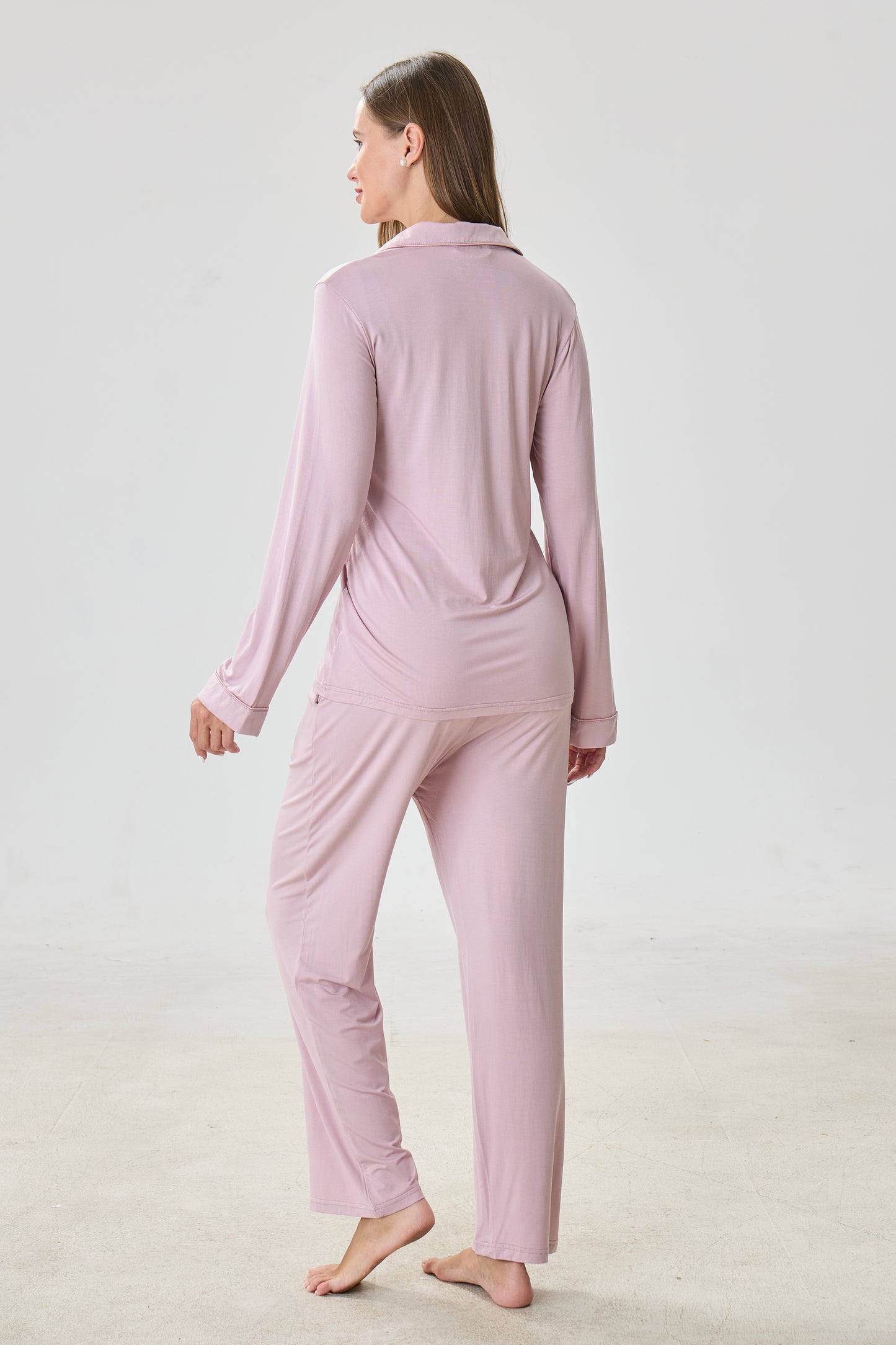 Mauve Mist Luxe Modal Silk™ Pajama Set – Long Sleeve & Pants