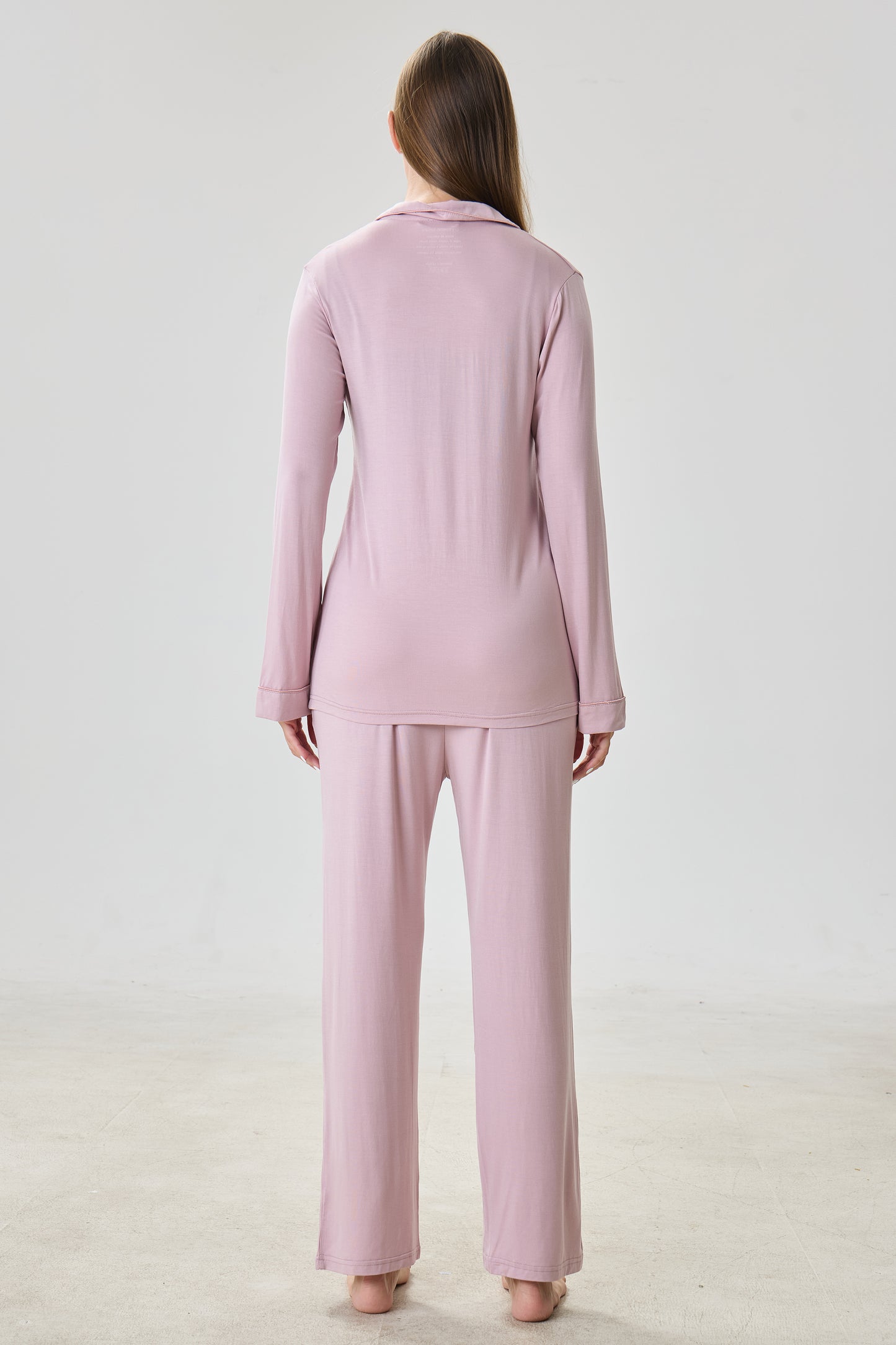 Mauve Mist Luxe Modal Silk™ Pajama Set – Long Sleeve & Pants