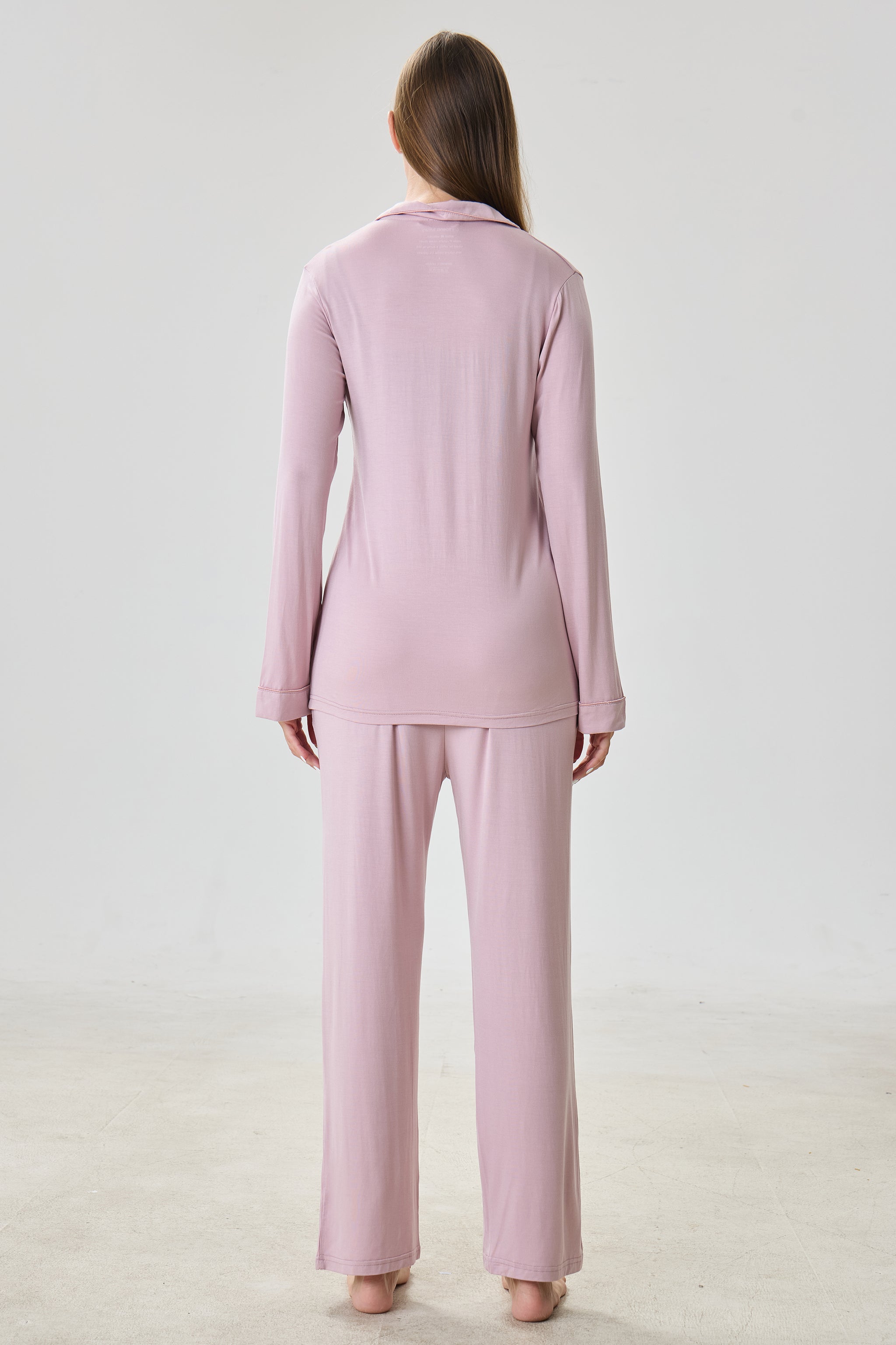 Mauve Mist Luxe Modal Silk™ Pajama Set – Long Sleeve & Pants - Crescentt
