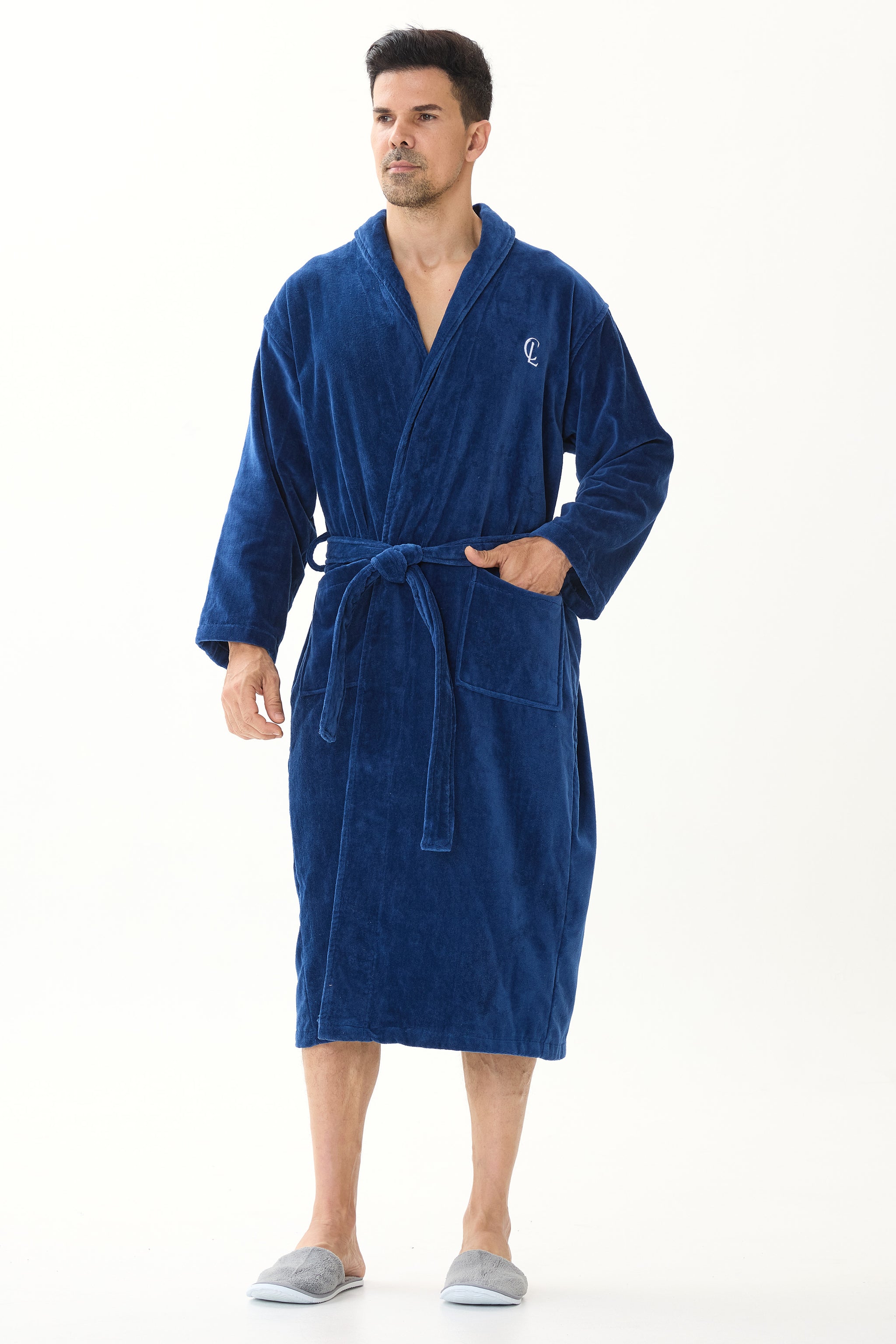 Royal Navy Velvetica™ Shawl Luxury Bathrobe - Crescentt