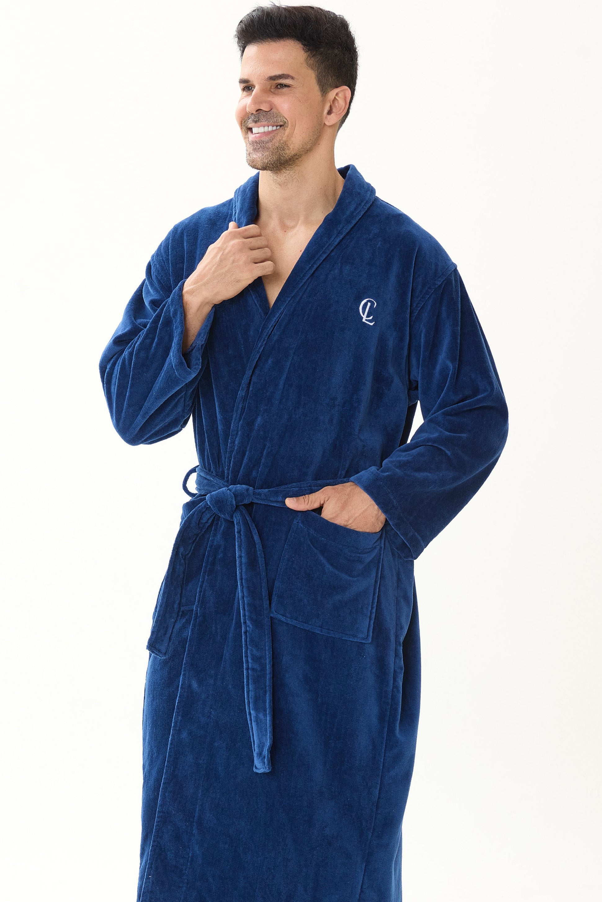 Royal Navy Velvetica™ Shawl Luxury Bathrobe - Crescentt