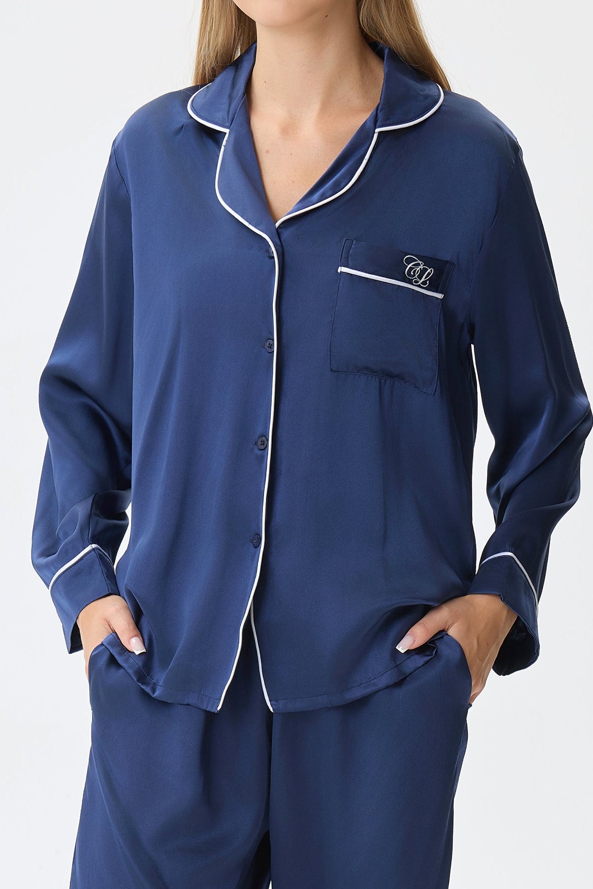 Sapphire Emery™ Mulberry Silk Pajama Set + Eye Mask + Scrunchie - Crescentt