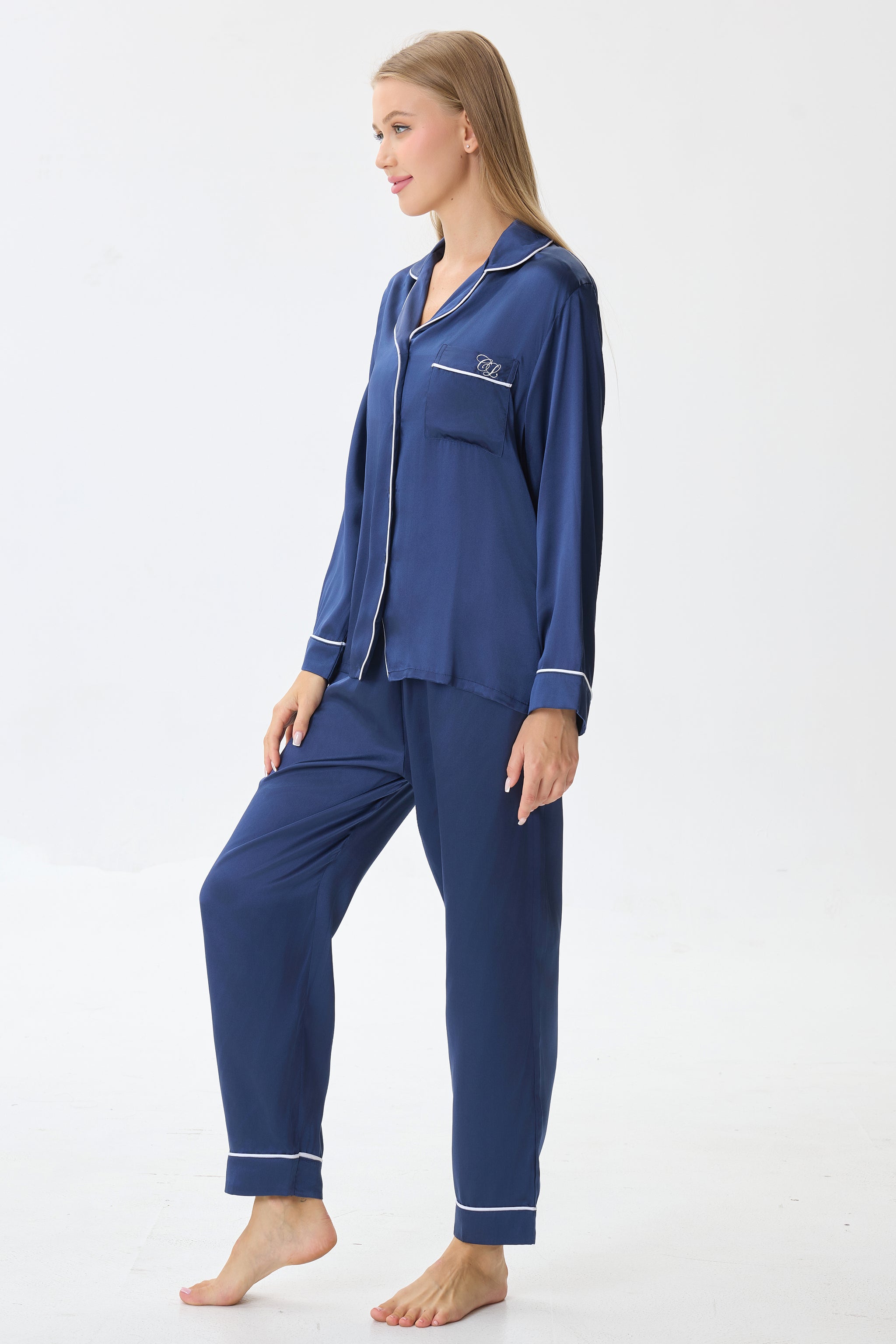 Sapphire Emery™ Mulberry Silk Pajama Set + Eye Mask + Scrunchie - Crescentt