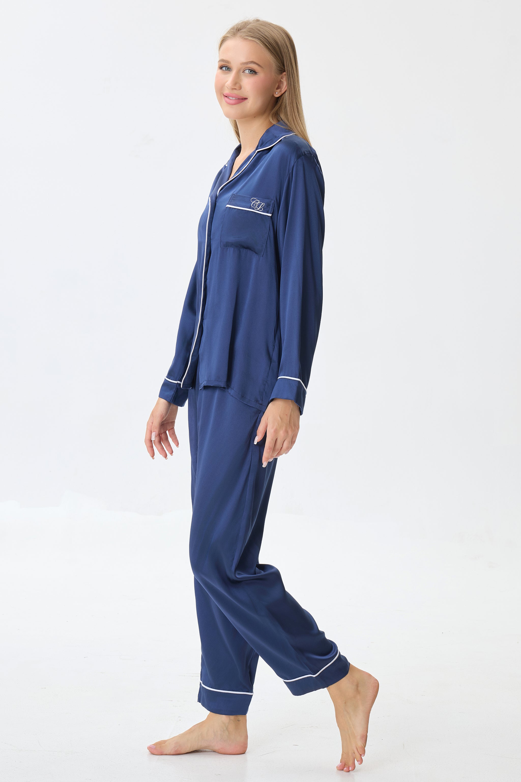 Sapphire Emery™ Mulberry Silk Pajama Set + Eye Mask + Scrunchie - Crescentt