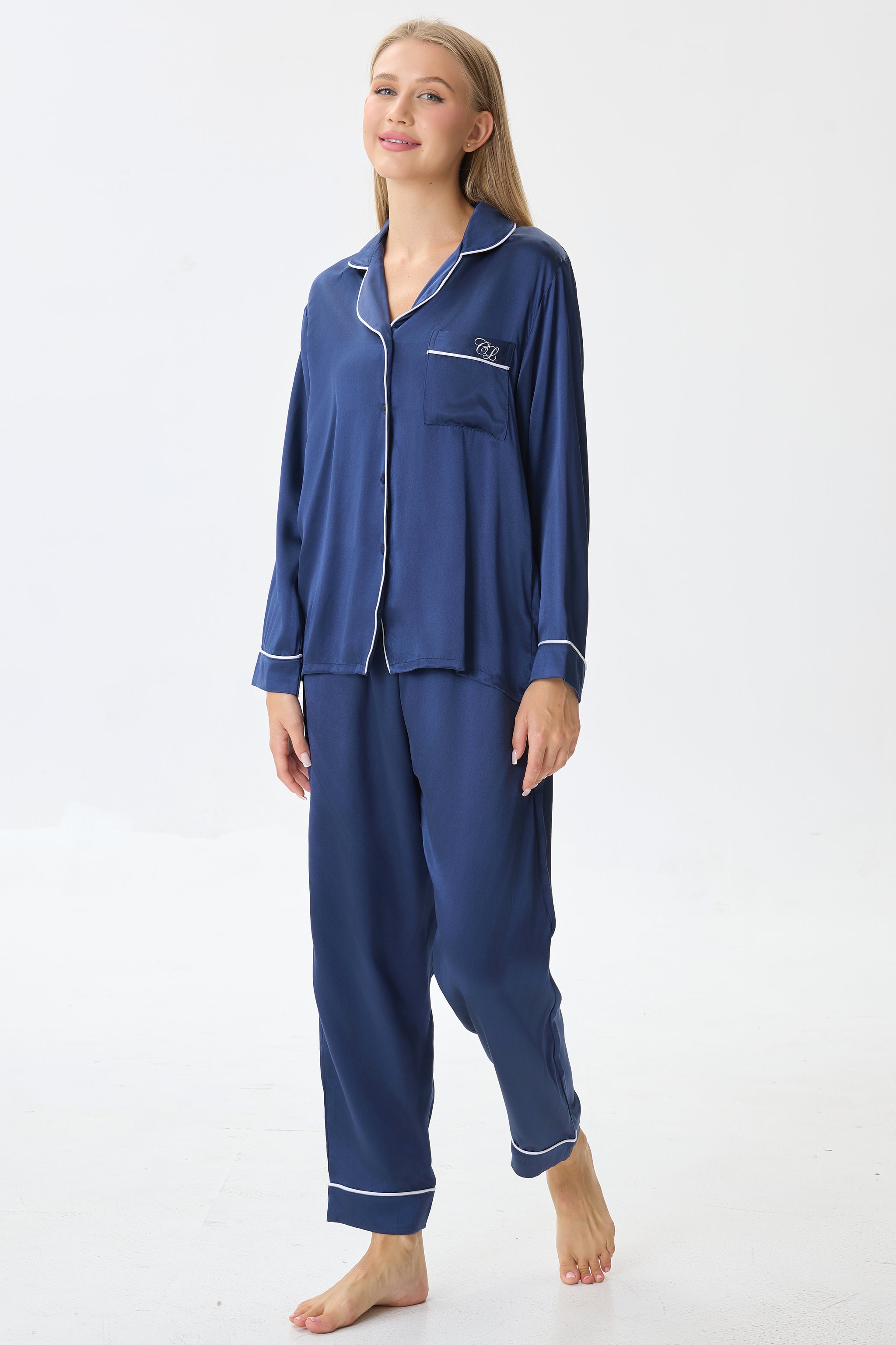 Sapphire Emery™ Mulberry Silk Pajama Set + Eye Mask + Scrunchie - Crescentt