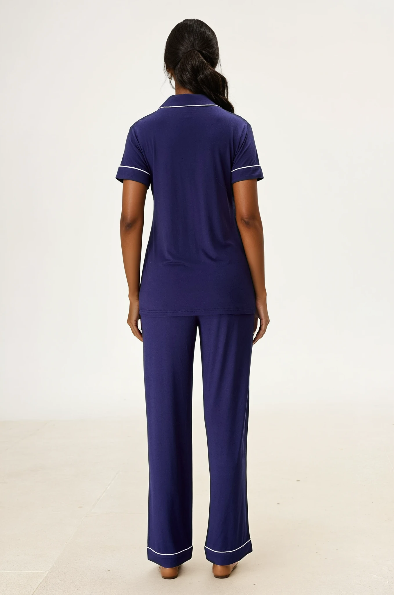 Royal Navy Bamboo Silk™ Pajama Set – Short Sleeve & Pants - Crescentt