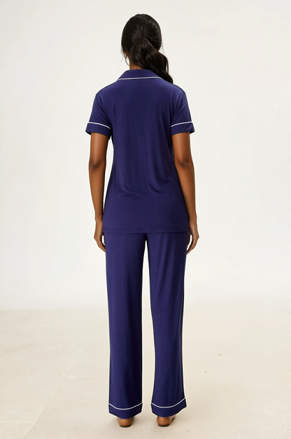 Royal Navy Bamboo Silk™ Pajama Set – Short Sleeve & Pants