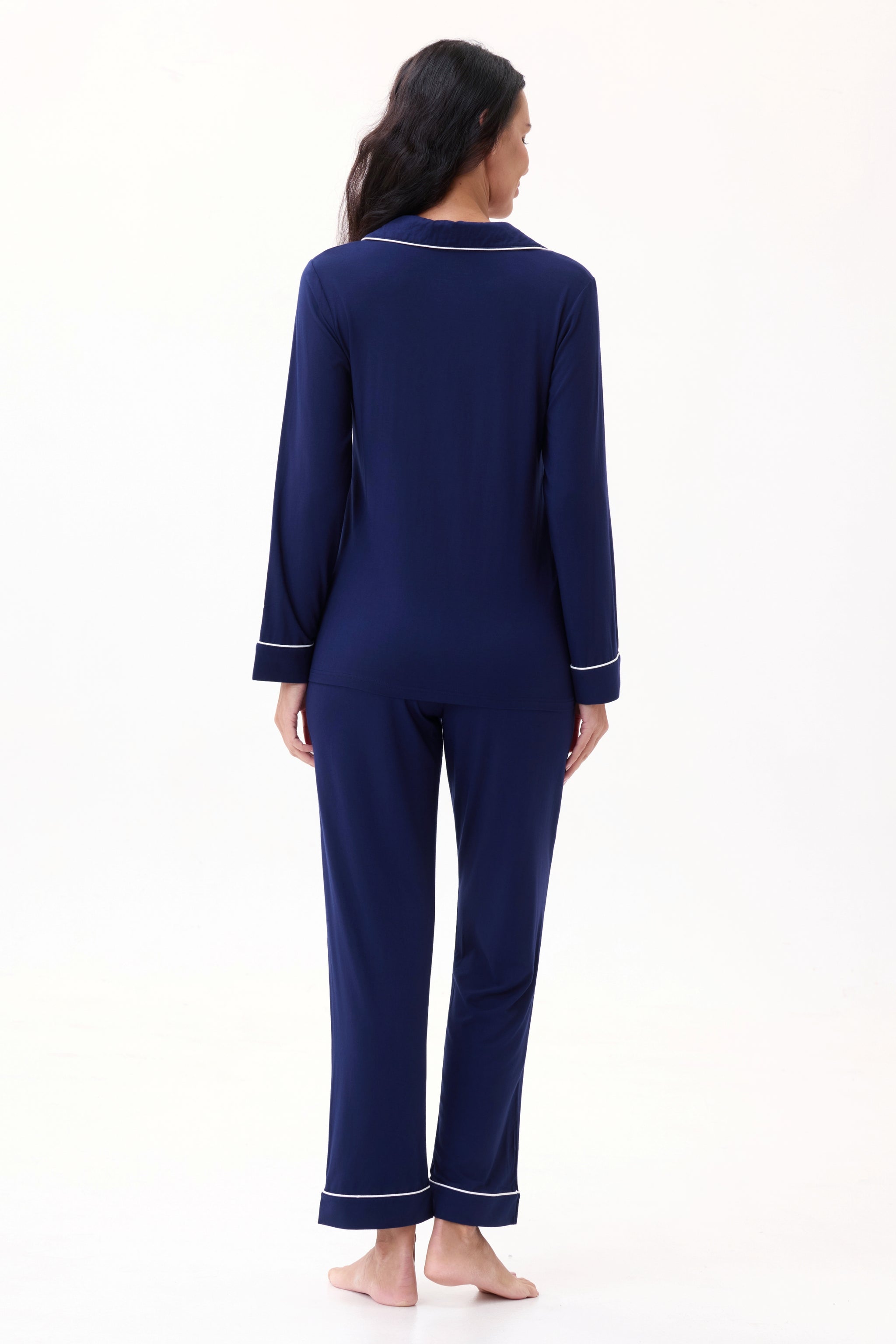 Royal Navy Bamboo Silk™ Pajama Set – Long Sleeve & Pants - Crescentt