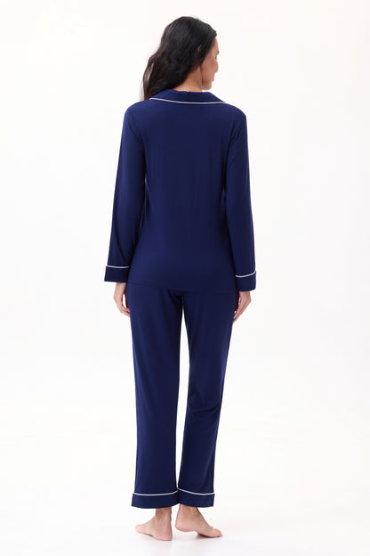 Royal Navy Bamboo Silk™ Pajama Set – Long Sleeve & Pants