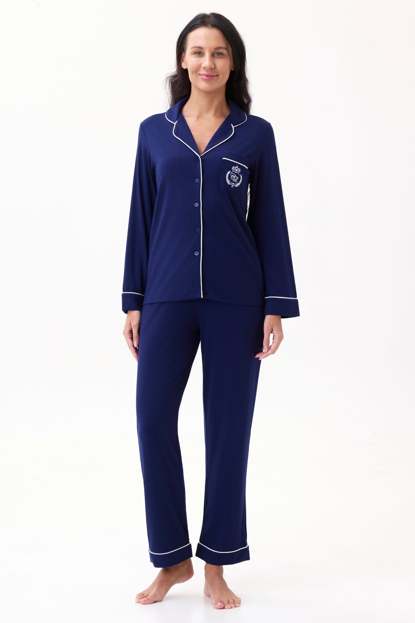 Royal Navy Bamboo Silk™ Pajama Set – Long Sleeve & Pants
