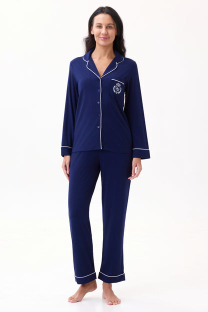 Royal Navy Bamboo Silk™ Pajama Set – Long Sleeve & Pants