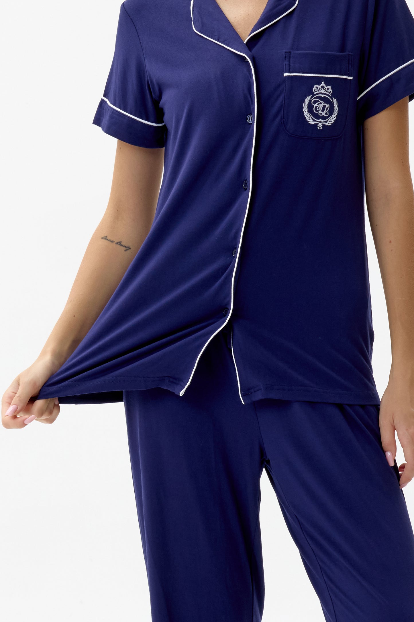 Royal Navy Bamboo Silk™ Pajama Set – Short Sleeve & Pants